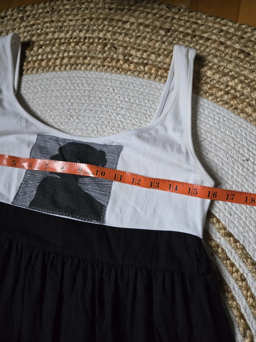 Vintage Y2k Ardene Black & White Mini Dress Graphic Bust Minimalist Color Block - Picture 9 of 14